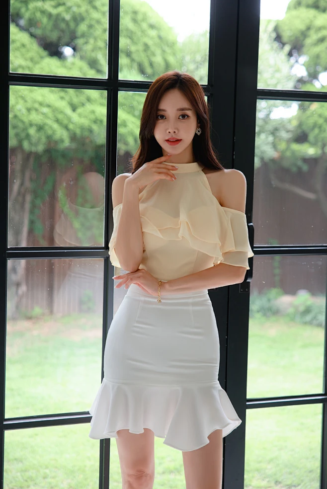 SonYoonJoo 231201_RO更新(柠檬香片雪纺花朵露肩包臀裙)-花瓣网