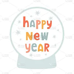 向量假日卡模板与雪球。新年快乐短信。扁平风格的节日贺卡。