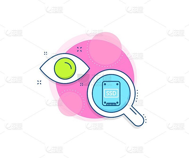 SSD图标。固态硬盘的迹象。向量