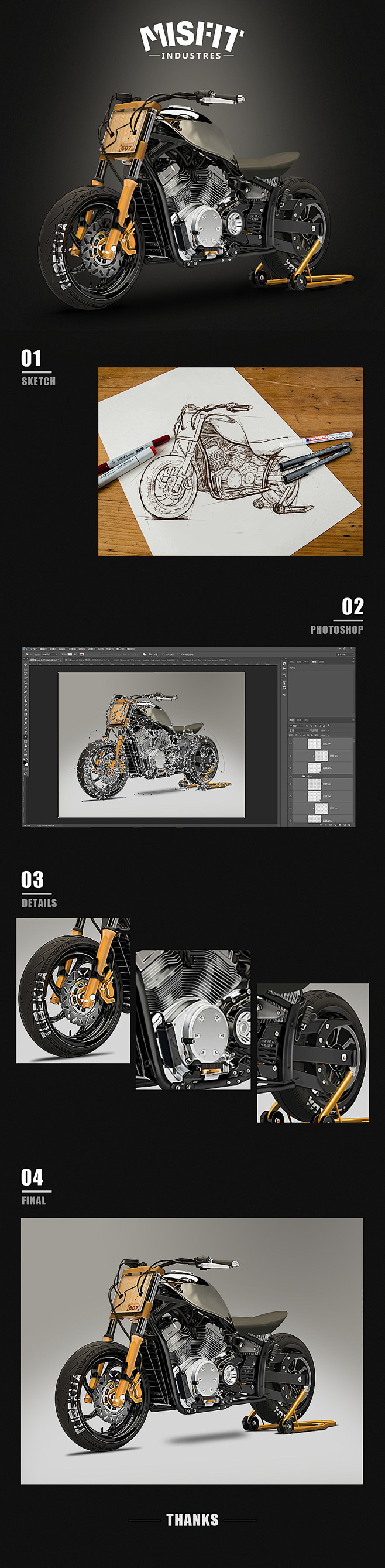 超写实ICON设计-摩托车