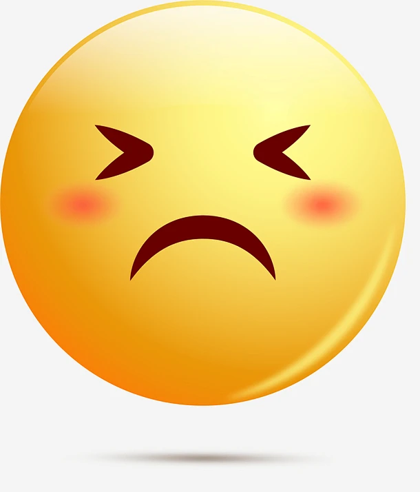 可爱卡通黄色圆脸3D痛苦表情矢量-花瓣网