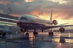 蓝天白云天空飞行飞机摄影图片