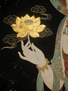 莲心映月，佛心慈蔼
#东方艺术之美 #国风插画 #心中有佛所见皆佛 #一念心清静莲花处处开 #莲花 #传统绘画元素 #图案纹样设计 #国潮插画  #敦煌