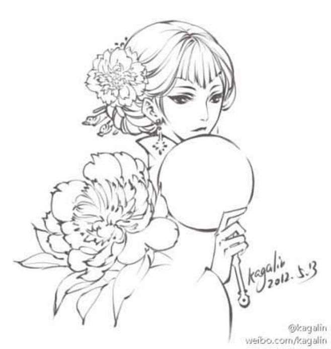 手绘 线稿 插画 黑白素材