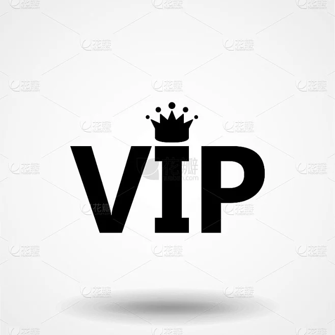 VIP图标。优先符号和符号的字形和平面风格矢量插图。素材-花瓣网