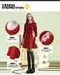 tune tune 2014冬装新款贴布绣针织打底裙淑女格子长袖毛衣连衣裙-tmall.com天猫