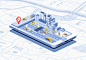 智能城市等距移动app上的智能手机矢量插图