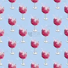 图案与酒杯，素描水彩酒杯和剪影。品酒邀请或聚会