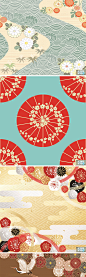 1306日本和风花纹图案日式白鹤樱花锦鲤包装背景EPS矢量设计素材-淘宝网
