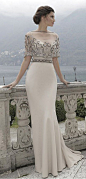 Glamorous Stretch Satin & Tulle Spaghetti Straps Sheath Evening Dresses With Embroidery & Beads