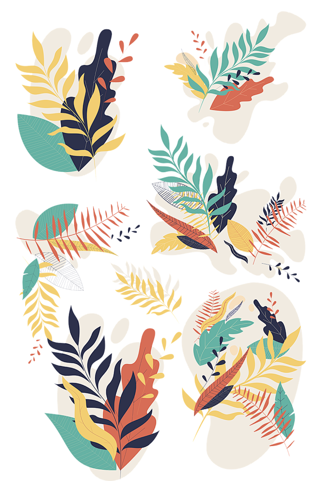 抽象花卉绿植树叶.png