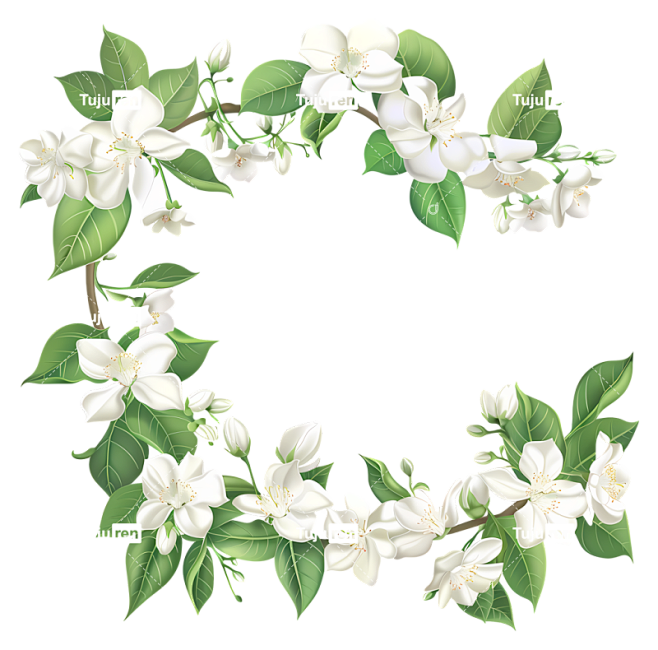 茉莉花-白色茉莉花，黑色黄色花瓣