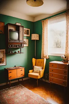 房间室内创意床铺房间摄影图图片