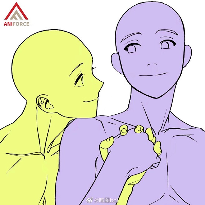 绘画参考双人甜蜜构图的绘画素材我直接代爆我的cp