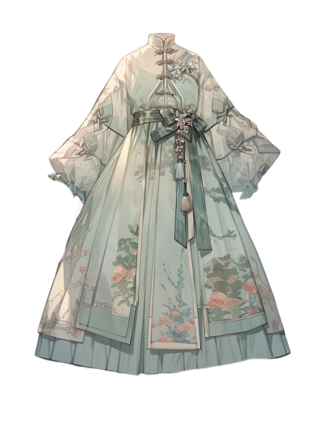 Vol.1新中式古风连衣裙｜oc服装设计素材-花瓣网