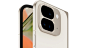 陶瓷米 Pixel 9 Pro Fold 的特定角度特寫照，著重呈現後置鏡頭，以及浮現在機身上方的內螢幕畫面。