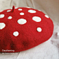 【蘑菇糖】白日梦高级羊毛压制手工压花红色蘑菇羊毛毡画家帽