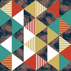 抽象三角形几何多边形孟菲斯风格无缝平铺花纹图案矢量图设计素材