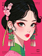 ① Vector illustration  矢量插画
② Charming eyes  迷人的眼睛
③ Surreal portrait  超现实主义的肖像
④ Chinese cartoon Girls  中国卡通女孩
⑤ Chinese traditional minimalism  中国传统极简主义