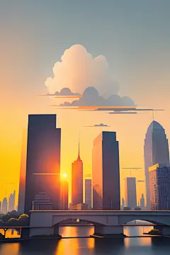 建筑物外部城市剪影扁平插画图片