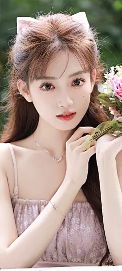 可爱好看美女鲜花全面屏手机桌面壁纸图片_彼岸手机壁纸