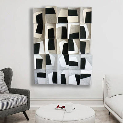 简约后现代装饰画北欧轻奢立体实物画黑白软...