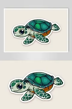 AI数字艺术卡通海洋动物海龟涂鸦插画贴纸-众图网