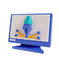 Monitor And Pen Tool 3D Icon