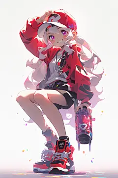 运动帽冷酷站姿女孩图片插画