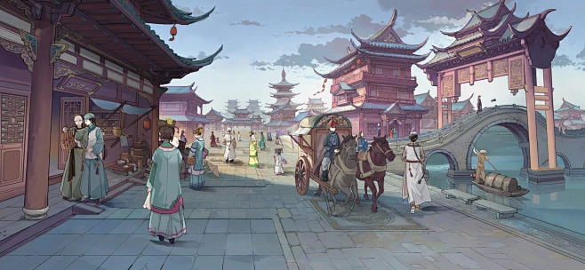 国风二次元场景原画 - 米画师-花瓣网