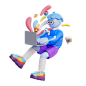 Boy Using Computer  3D Illustration
