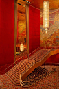 Lobby Stairs at Radio City ~Dave Mills ~   Radio City Music Hall is a New York City landmark. It's Art Deco Design along with the bold red colors are captivating to the eye.