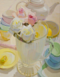 「来自美国画家 Karen O'Neil 」一组色彩通透的静物作品。 ​​​​