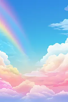 彩虹手绘插画绘画背景图