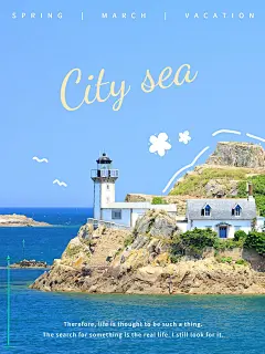 风景海边旅游记录文艺风plog模板