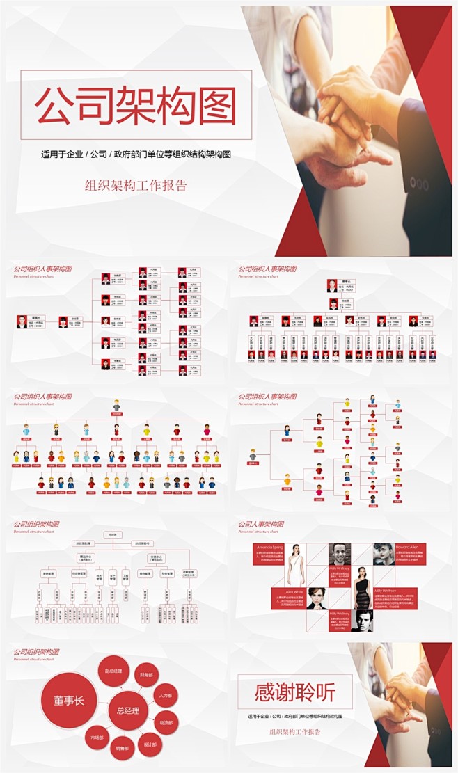 大气红色企业组织架构图PPT模板