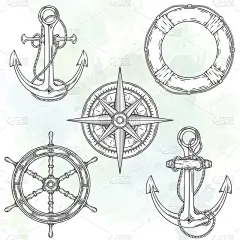 手绘航海插图.