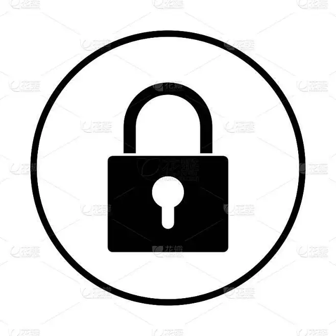 锁图标矢量。加密图标。锁定图标在时尚的平面风格孤立。黑圈里的安全标志素材-花瓣网