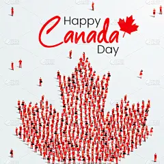 用红色枫叶设计的快乐加拿大日贺卡。7月1日的庆祝背景。矢量插图。