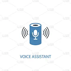 语音助手概念2彩色图标。简单的蓝色元素插图。语音助手概念符号设计。可以用于网页和手机的UI/UX吗