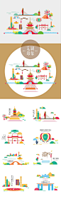 手绘插画，通过对芜湖十景和其它芜湖标志性建筑物所做的原创设计#插画##字在#