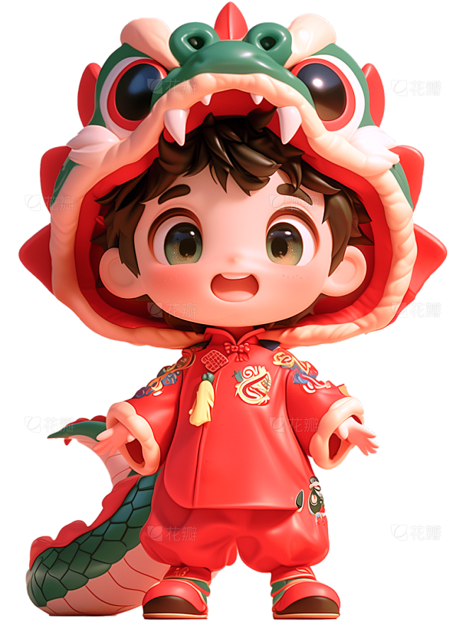 蛇年春节3D可爱感蛇头套人物元素