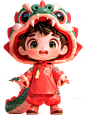 蛇年春节3D可爱感蛇头套人物元素
