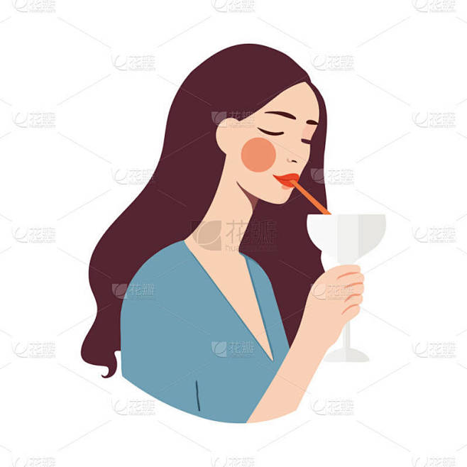 微笑的女人举着酒杯庆祝孤立