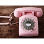 vintage 仿古粉色转盘电话机