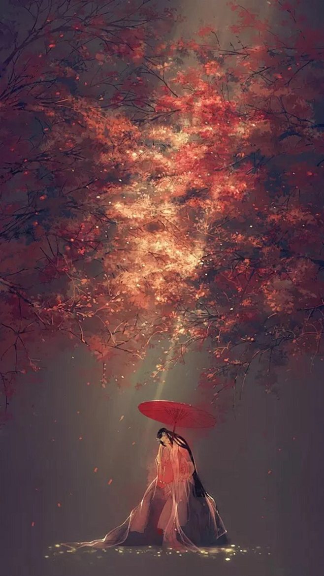 古装美女油纸伞h5背景古风古装美女油纸伞动漫彩色h5卡通童趣手绘