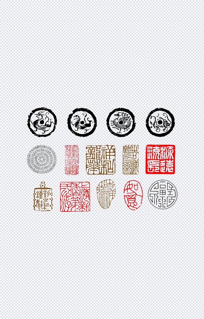 传统图腾纹样|龙,印章,中国风,装饰元素