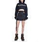 CUT OUT MINISKIRT BLACK WITH LEATHER AND CHAIN DETAILING : INFORMATION BLACK HEAVY COTTON WORKWEAR MINI SKIRT WITH LEATHER TRIM AND BACK CUT OUT - HIGH WAIST CUT - FRONT ZIP CLOSURE - LEATHER DETAILING - 4...