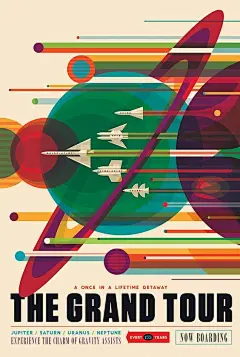 美国航空航天局的老式太空旅行海报