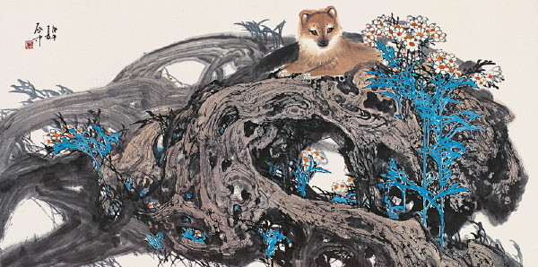伍启中山水人物画欣赏